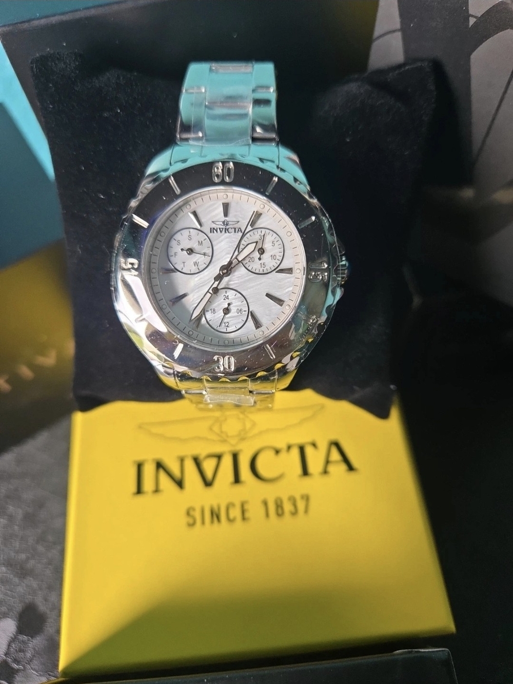 Invicta Angel 29106 Stainless Steel Unisex Silver-tone Chronograph Watch 38mm - Picture 3 of 5